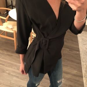 Topshop Black Wrap Top